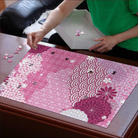Pink Palaka Japanese Patterns Puzzle Asanoha Seigaiha Sakura Motif - Polynesian Pride