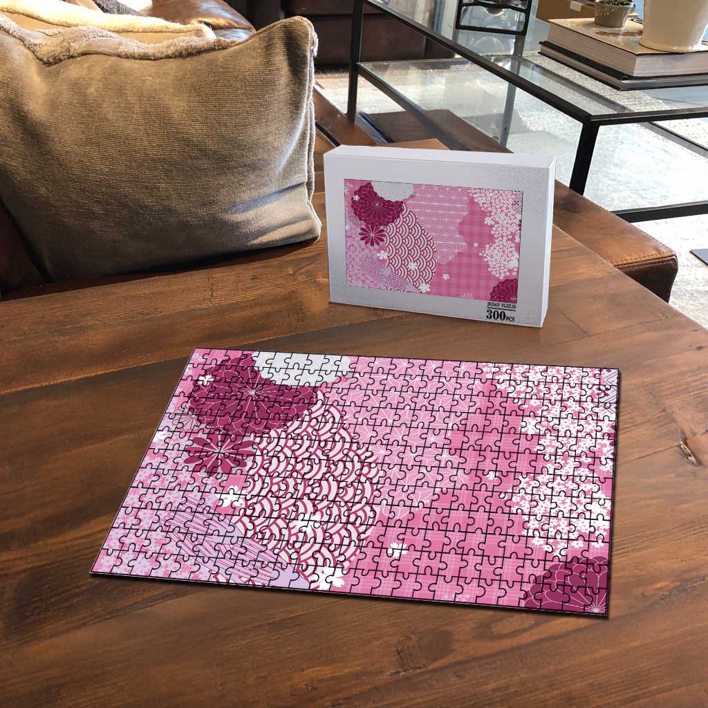 Pink Palaka Japanese Patterns Puzzle Asanoha Seigaiha Sakura Motif - Polynesian Pride