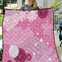 Pink Palaka Japanese Patterns Quilt Asanoha Seigaiha Sakura Motif - Polynesian Pride