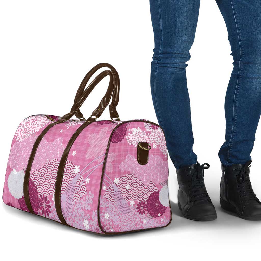 Pink Palaka Japanese Patterns Travel Bag Asanoha Seigaiha Sakura Motif - undefined