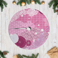 Pink Palaka Japanese Patterns Tree Skirt Asanoha Seigaiha Sakura Motif - Polynesian Pride