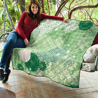 Green Palaka Japanese Patterns Quilt Asanoha Seigaiha Sakura Motif - Polynesian Pride