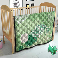Green Palaka Japanese Patterns Quilt Asanoha Seigaiha Sakura Motif - Polynesian Pride