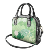 Green Palaka Japanese Patterns Shoulder Handbag Asanoha Seigaiha Sakura Motif - Polynesian Pride