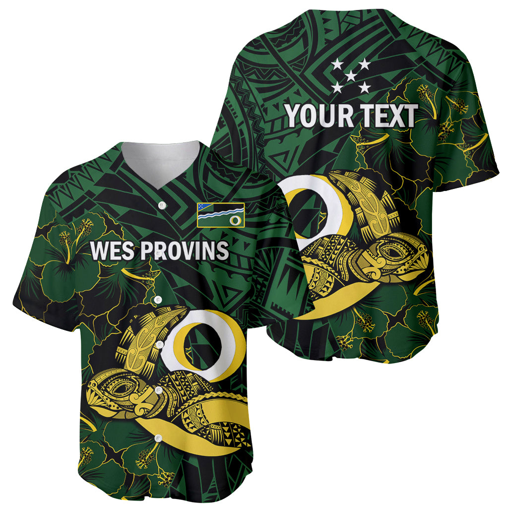 Personalised Solomon Islands Western Province Day Baseball Jersey Sea Turtle Mix Polynesian Hibiscus Pattern LT14 - Polynesian Pride