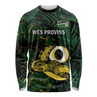 Personalised Solomon Islands Western Province Day Long Sleeve Shirt Sea Turtle Mix Polynesian Hibiscus Pattern LT14 Unisex Green - Polynesian Pride