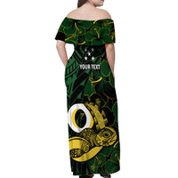Personalised Solomon Islands Western Province Day Off Shoulder Maxi Dress Sea Turtle Mix Polynesian Hibiscus Pattern LT14 - Polynesian Pride