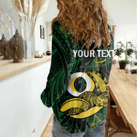 Personalised Solomon Islands Western Province Day Women Casual Shirt Sea Turtle Mix Polynesian Hibiscus Pattern LT14 - Polynesian Pride