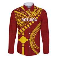 Personalised Fiji Rotuma Family Matching Mermaid Dress and Hawaiian Shirt Fijian Tapa Pattern LT14 Dad's Shirt - Long Sleeve Maroon - Polynesian Pride