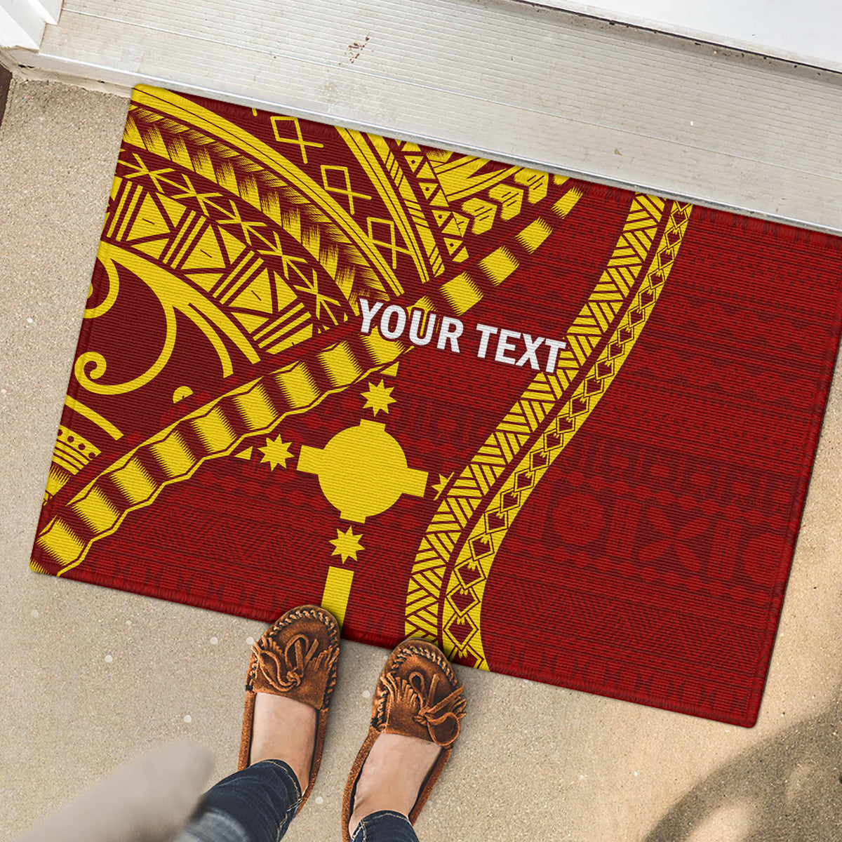 Personalised Fiji Rotuma Rubber Doormat Fijian Tapa Pattern LT14 - Polynesian Pride