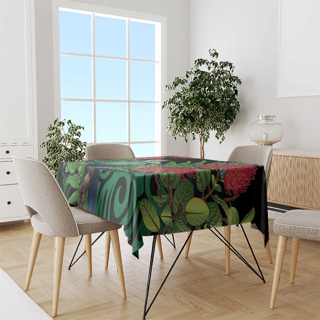 New Zealand Tui Bird Christmas Tablecloth Maori Fern Mix Pohotukawa