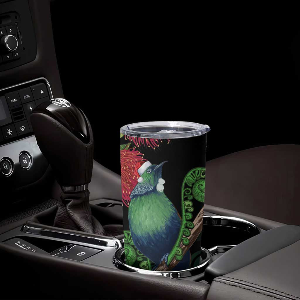 New Zealand Tui Bird Christmas Tumbler Cup Maori Fern Mix Pohotukawa