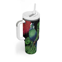New Zealand Tui Bird Christmas Tumbler With Handle Maori Fern Mix Pohotukawa