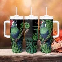 New Zealand Tui Bird Christmas Tumbler With Handle Maori Fern Mix Pohotukawa