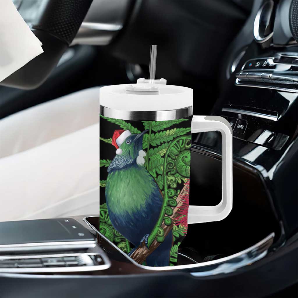 New Zealand Tui Bird Christmas Tumbler With Handle Maori Fern Mix Pohotukawa