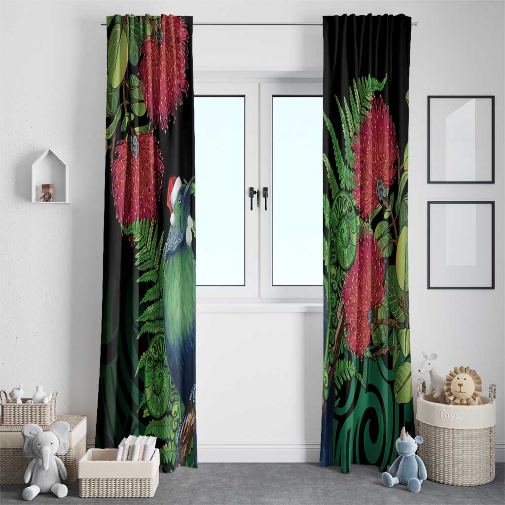 New Zealand Tui Bird Christmas Window Curtain Maori Fern Mix Pohotukawa