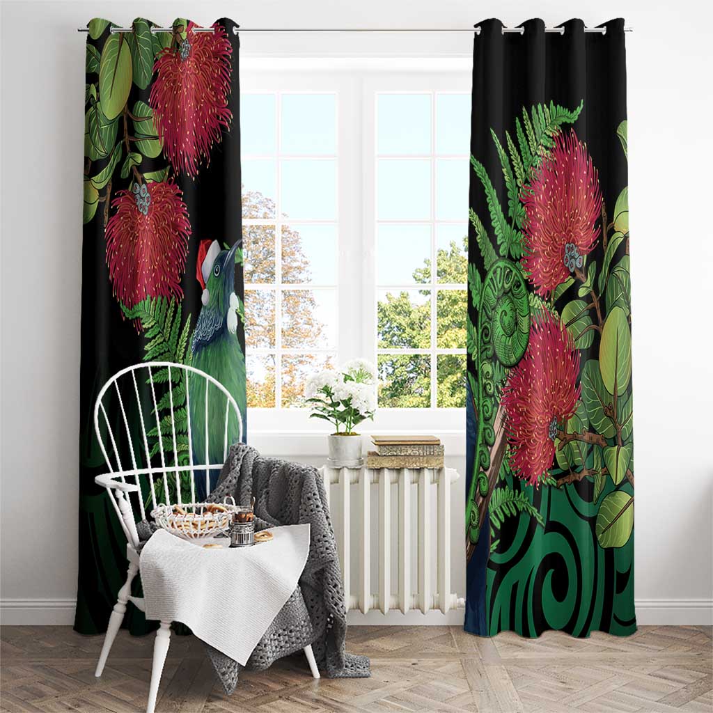 New Zealand Tui Bird Christmas Window Curtain Maori Fern Mix Pohotukawa