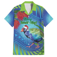 New Zealand Takahe Christmas Family Matching Summer Maxi Dress and Hawaiian Shirt Maori Fern Mix Pohotukawa