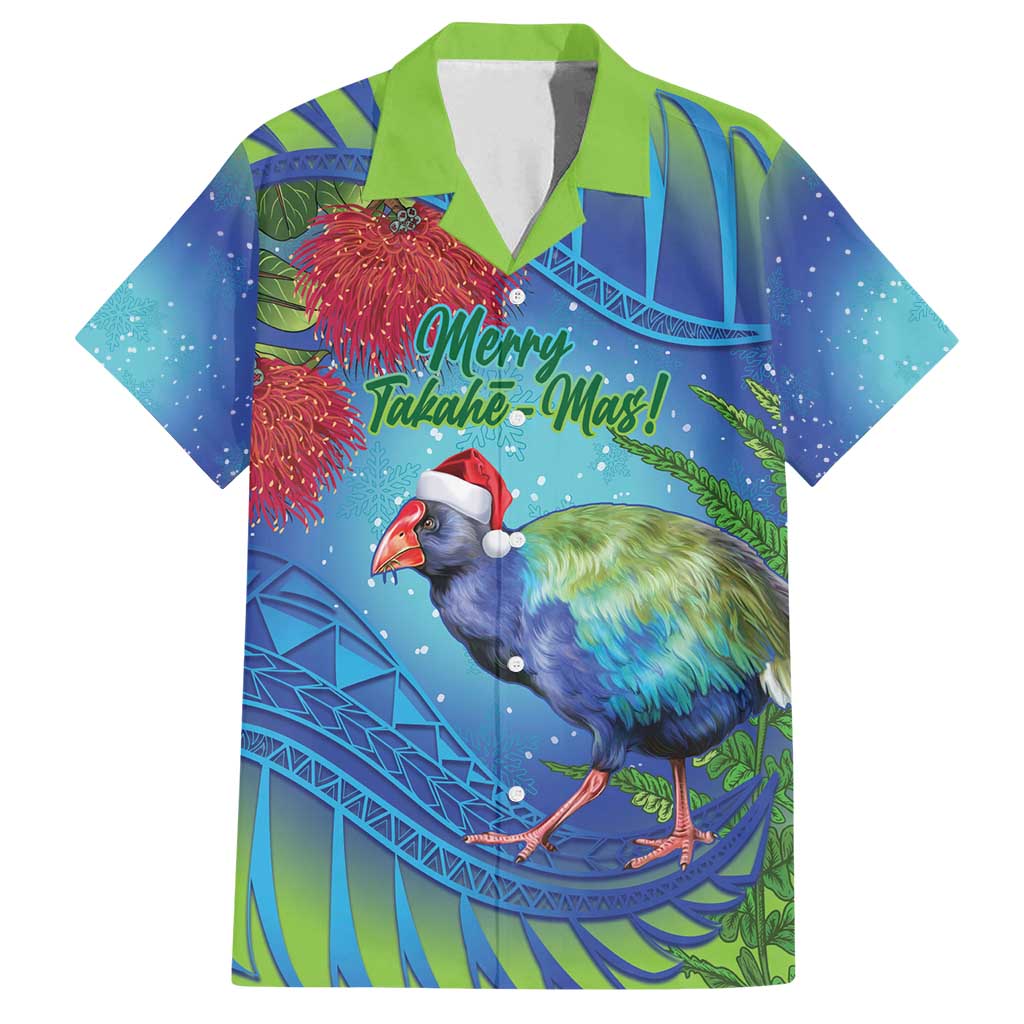New Zealand Takahe Christmas Family Matching Tank Maxi Dress and Hawaiian Shirt Maori Fern Mix Pohotukawa
