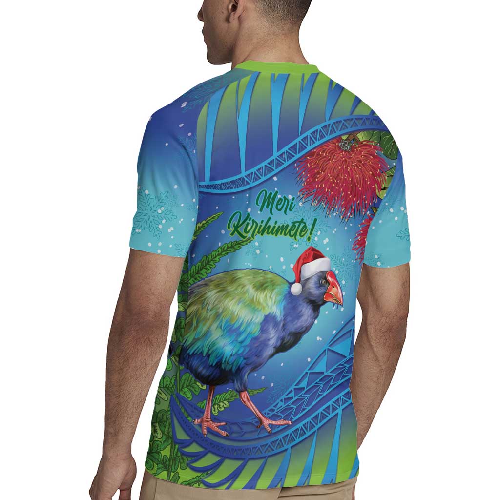 New Zealand Takahe Christmas Rugby Jersey Maori Fern Mix Pohotukawa