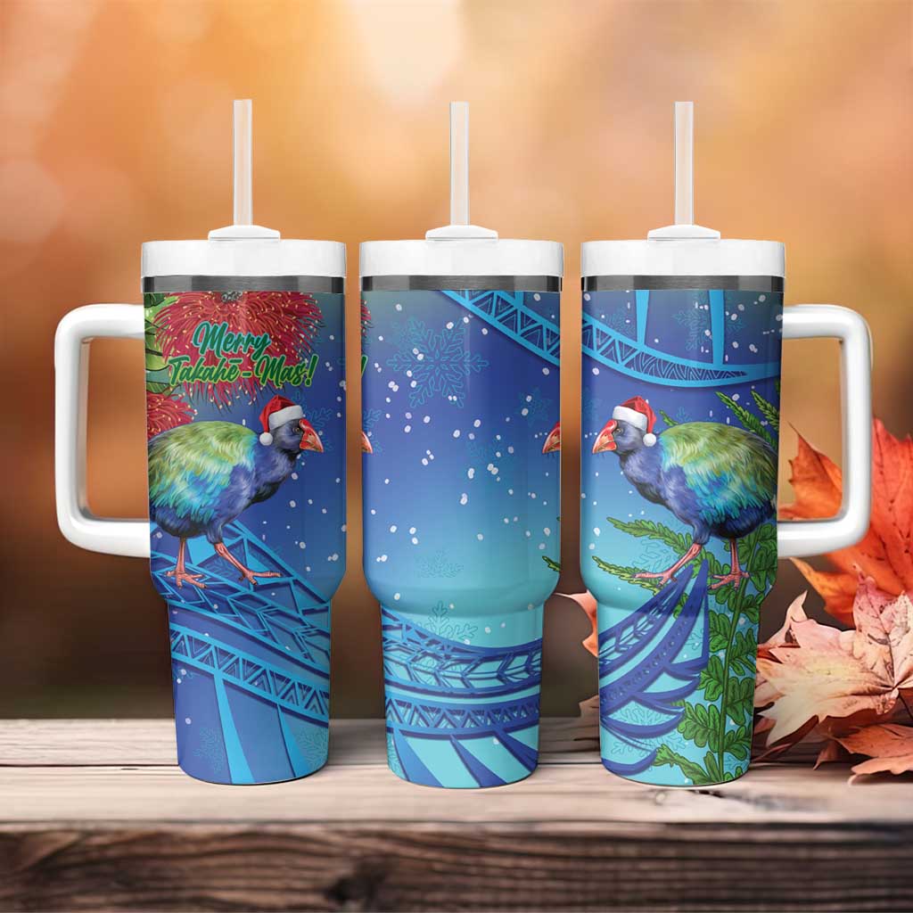 New Zealand Takahe Christmas Tumbler With Handle Maori Fern Mix Pohotukawa