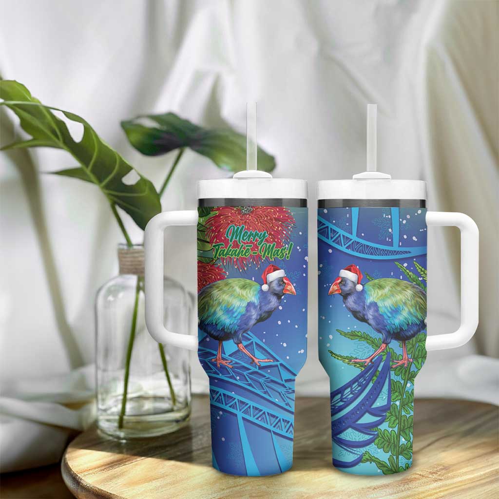 New Zealand Takahe Christmas Tumbler With Handle Maori Fern Mix Pohotukawa