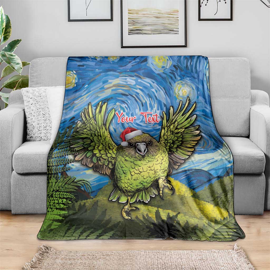 Personalised Jumping Kakapo Christmas Blanket New Zealand Fern - Starry Night Style