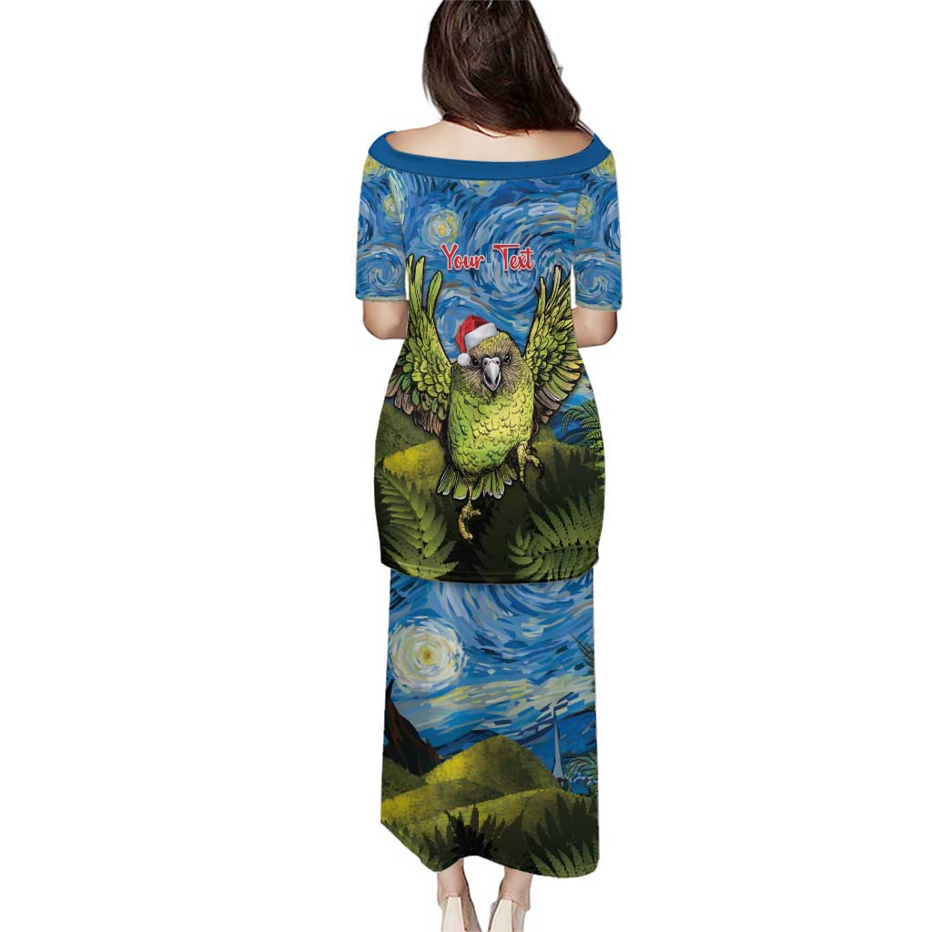 Personalised Jumping Kakapo Christmas Puletasi New Zealand Fern - Starry Night Style
