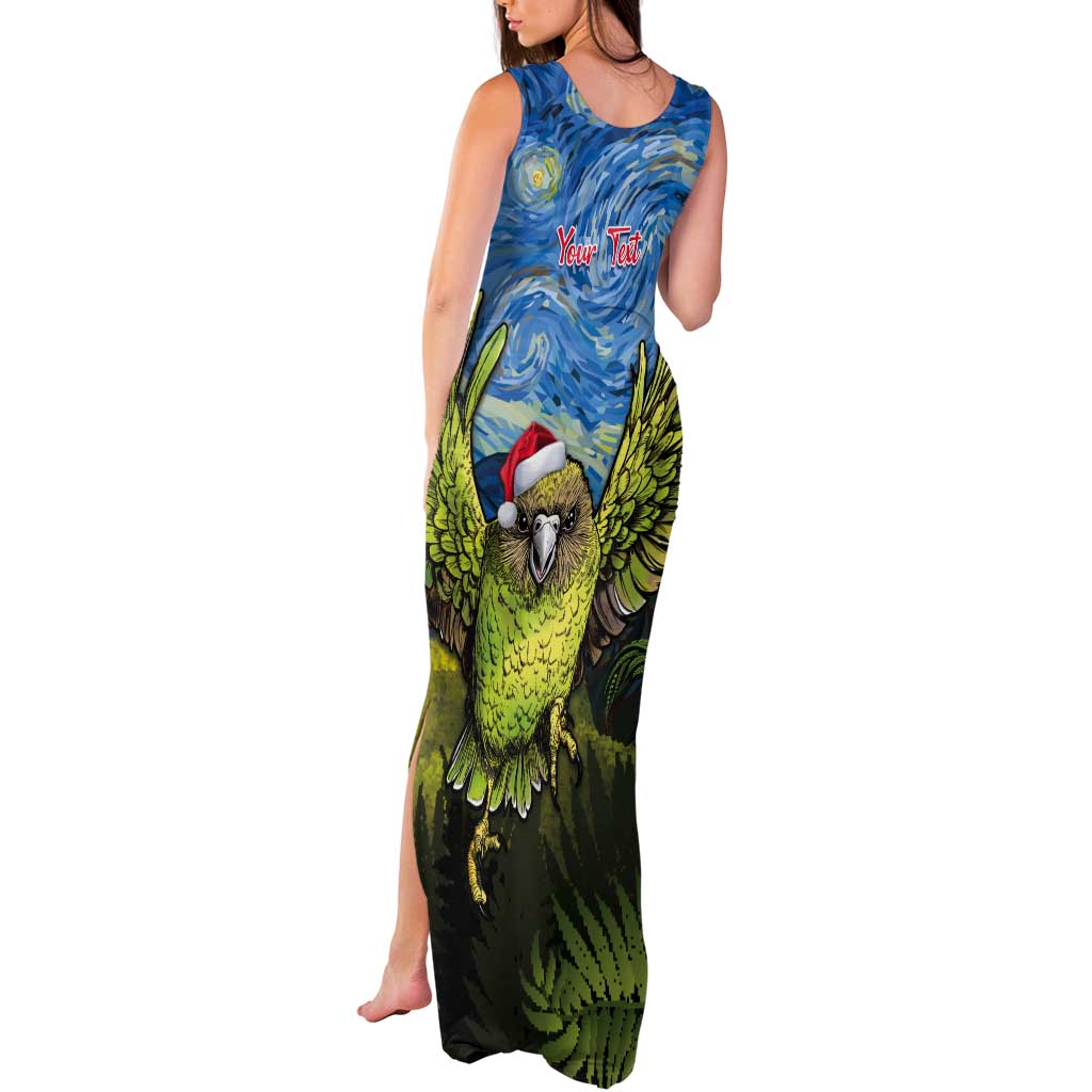 Personalised Jumping Kakapo Christmas Tank Maxi Dress New Zealand Fern - Starry Night Style