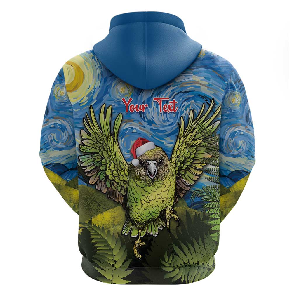 Personalised Jumping Kakapo Christmas Zip Hoodie New Zealand Fern - Starry Night Style