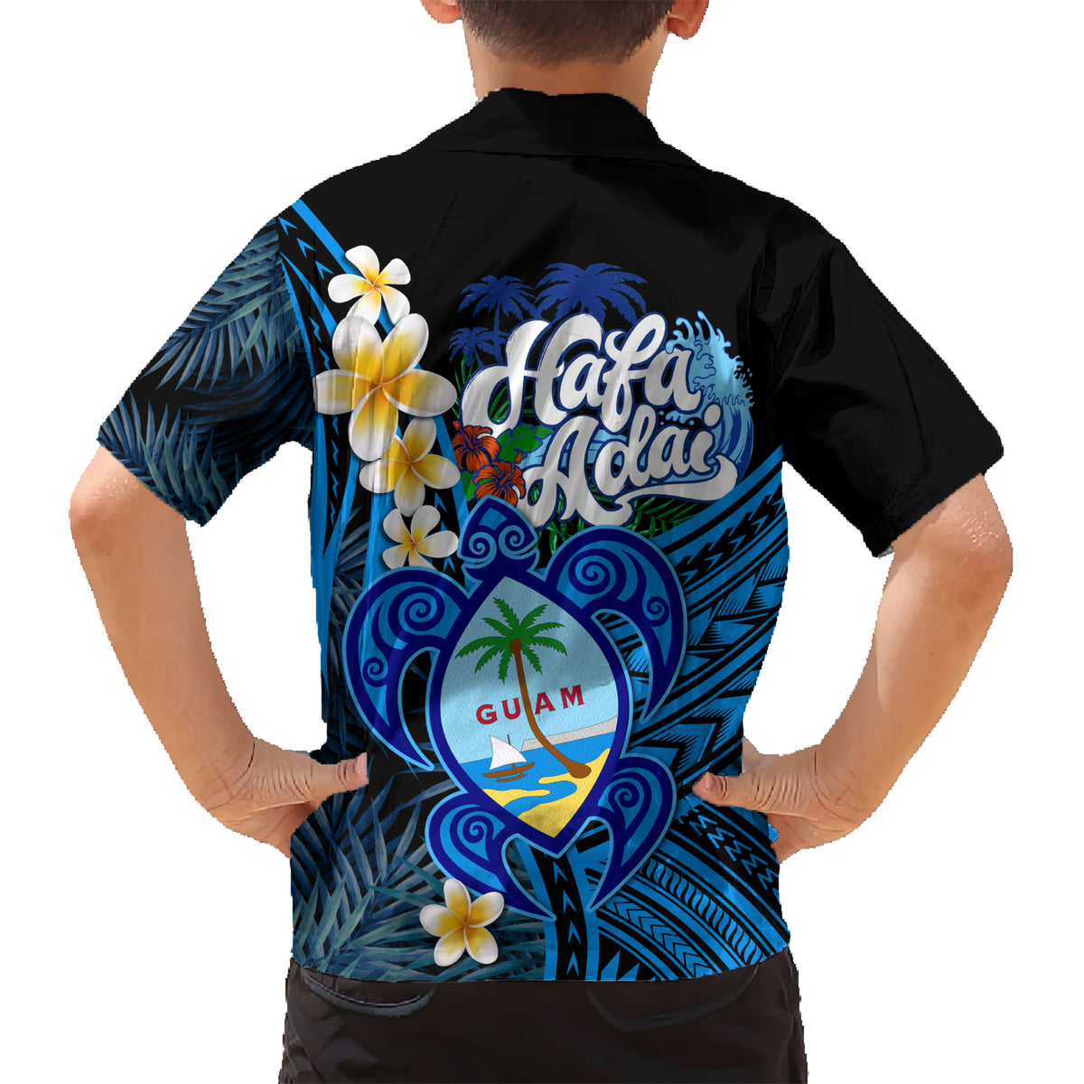 Hafa Adai Guam Kid Hawaiian Shirt Guahan Sea Turtle Tropical Style LT14 - Polynesian Pride