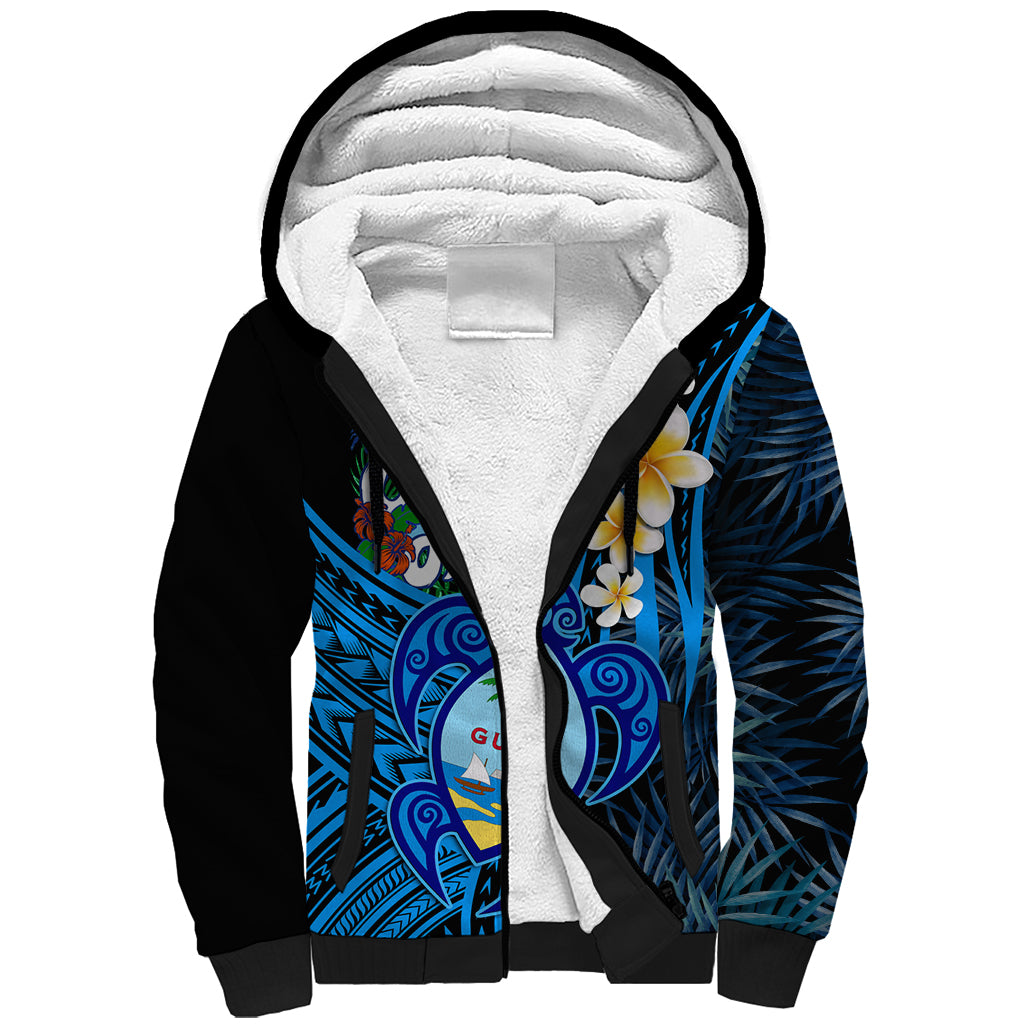 Hafa Adai Guam Sherpa Hoodie Guahan Sea Turtle Tropical Style LT14 Unisex Blue - Polynesian Pride