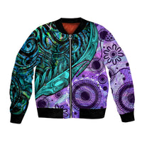 New Zealand Paua Shell With Australia Opal Unique Combine Bomber Jacket LT14 Unisex Green - Polynesian Pride
