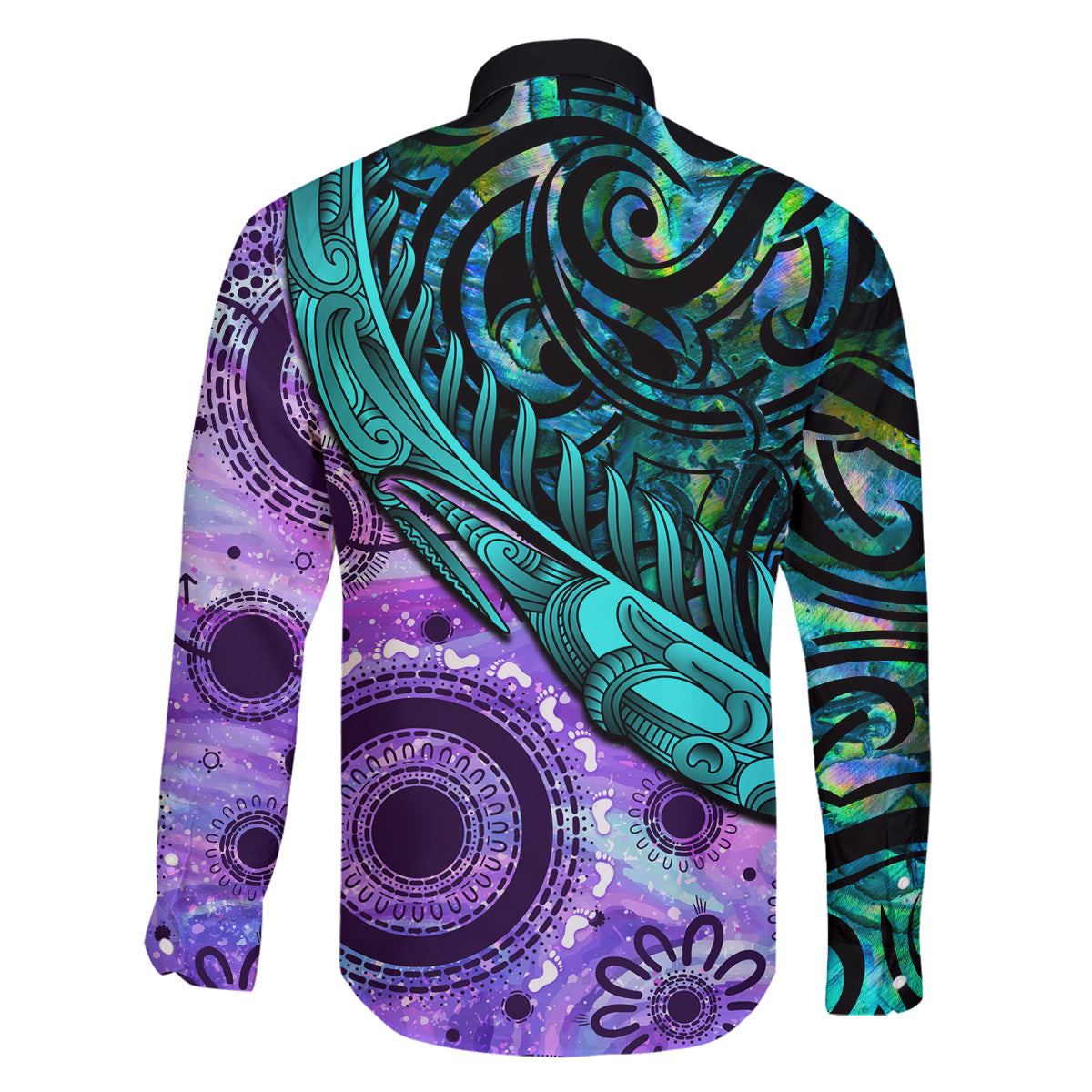 New Zealand Paua Shell With Australia Opal Unique Combine Family Matching Off Shoulder Short Dress and Hawaiian Shirt LT14 - Polynesian Pride