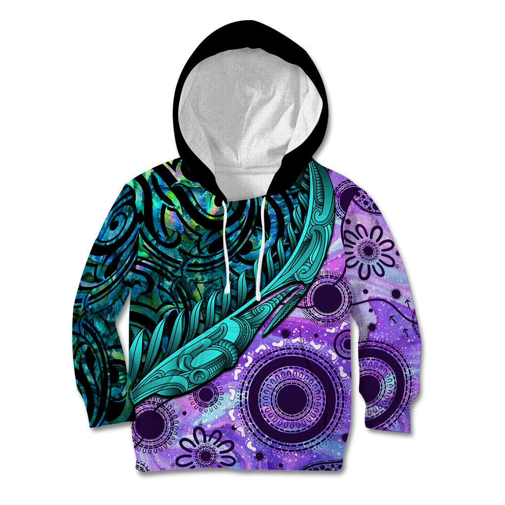 New Zealand Paua Shell With Australia Opal Unique Combine Kid Hoodie LT14 Hoodie Green - Polynesian Pride
