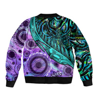 New Zealand Paua Shell With Australia Opal Unique Combine Sleeve Zip Bomber Jacket LT14 - Polynesian Pride