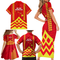 Hawaii Mauna Kea Family Matching Short Sleeve Bodycon Dress and Hawaiian Shirt Hawaiian Kakau Tribal Pattern LT14 - Polynesian Pride