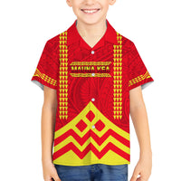 Hawaii Mauna Kea Kid Hawaiian Shirt Hawaiian Kakau Tribal Pattern LT14 Kid Red - Polynesian Pride
