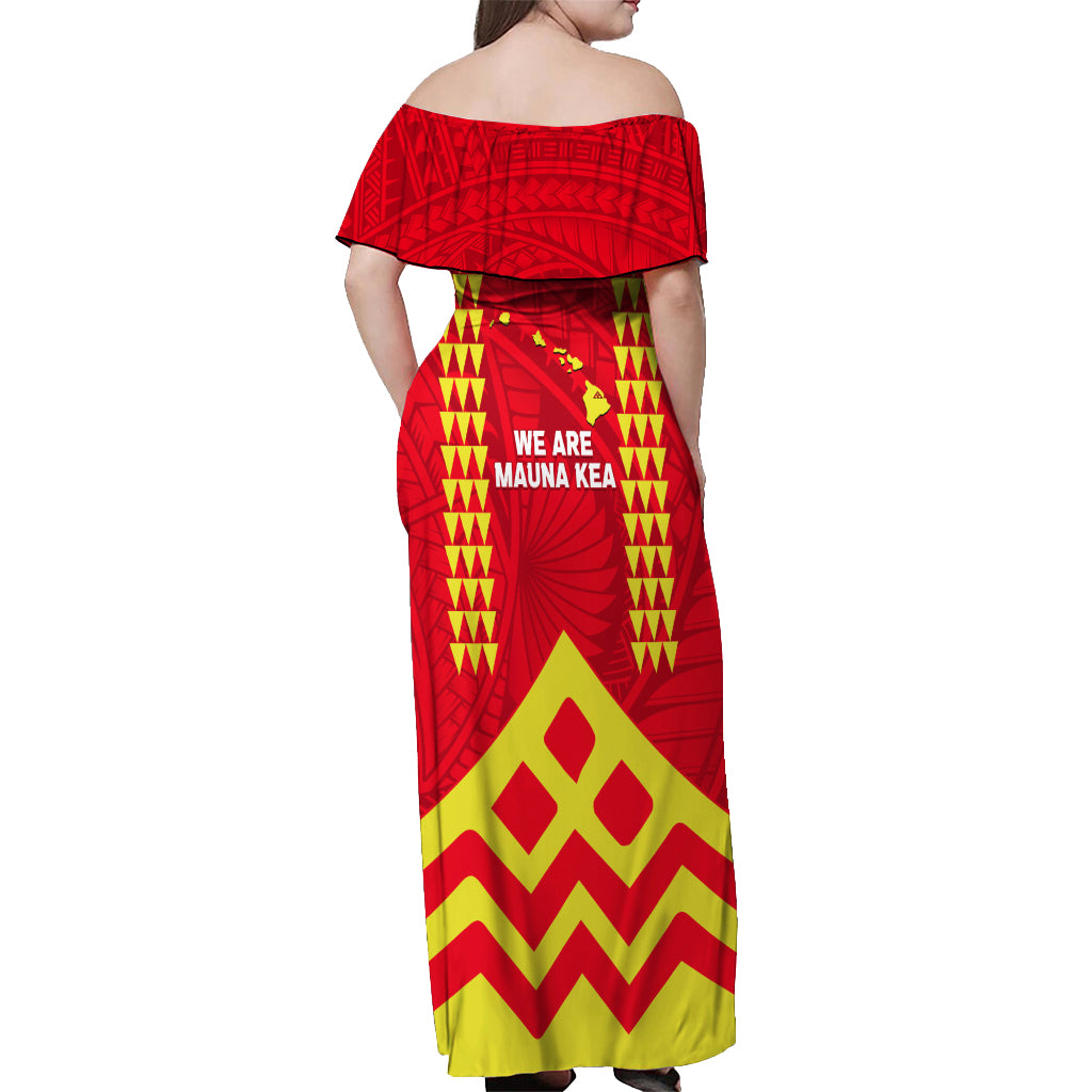 Hawaii Mauna Kea Off Shoulder Maxi Dress Hawaiian Kakau Tribal Pattern LT14 - Polynesian Pride