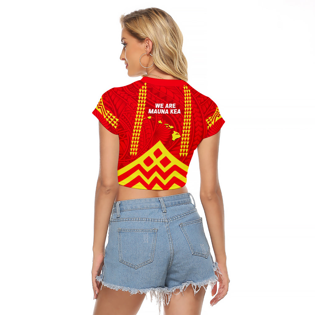 Hawaii Mauna Kea Raglan Cropped T Shirt Hawaiian Kakau Tribal Pattern LT14 - Polynesian Pride