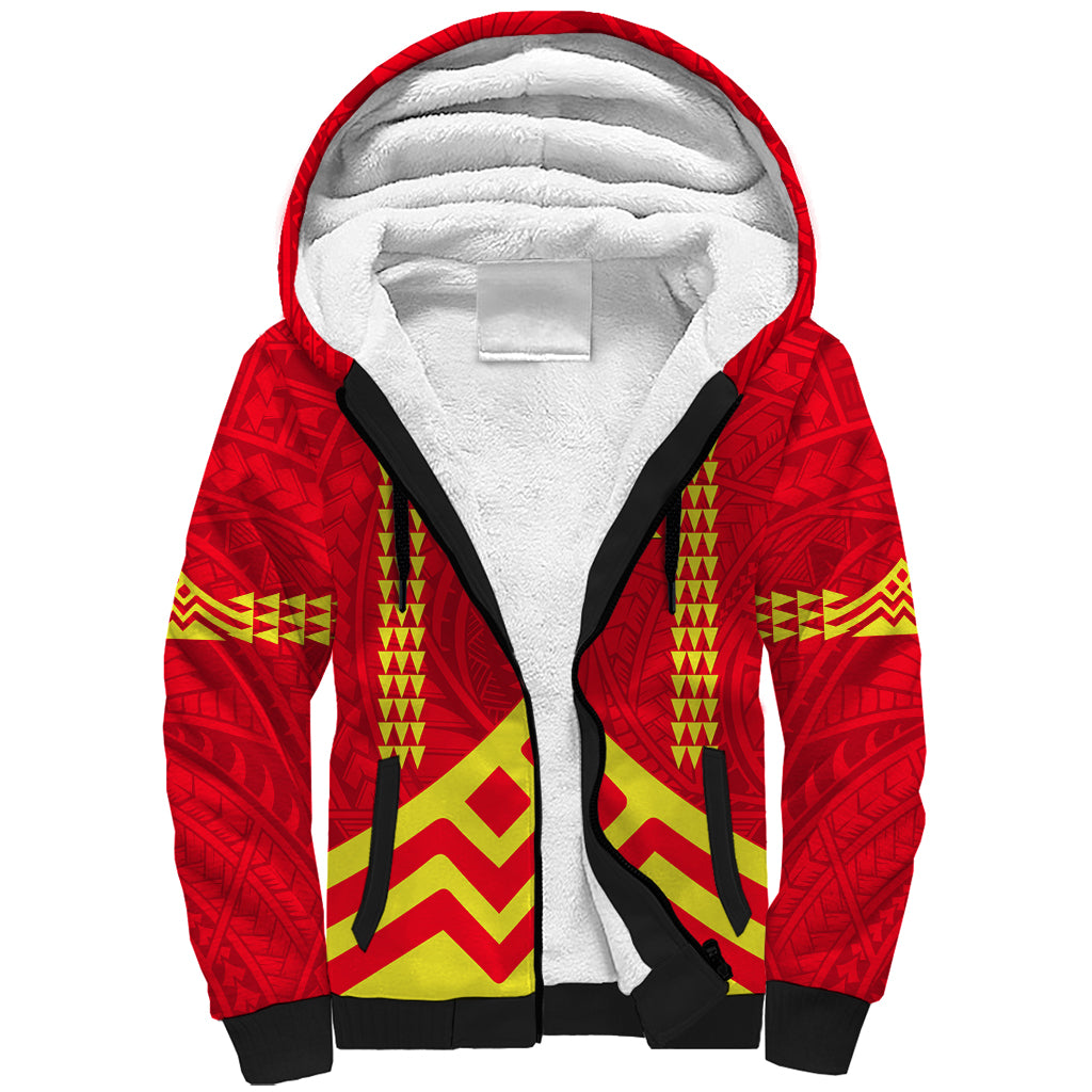 Hawaii Mauna Kea Sherpa Hoodie Hawaiian Kakau Tribal Pattern LT14 Unisex Red - Polynesian Pride