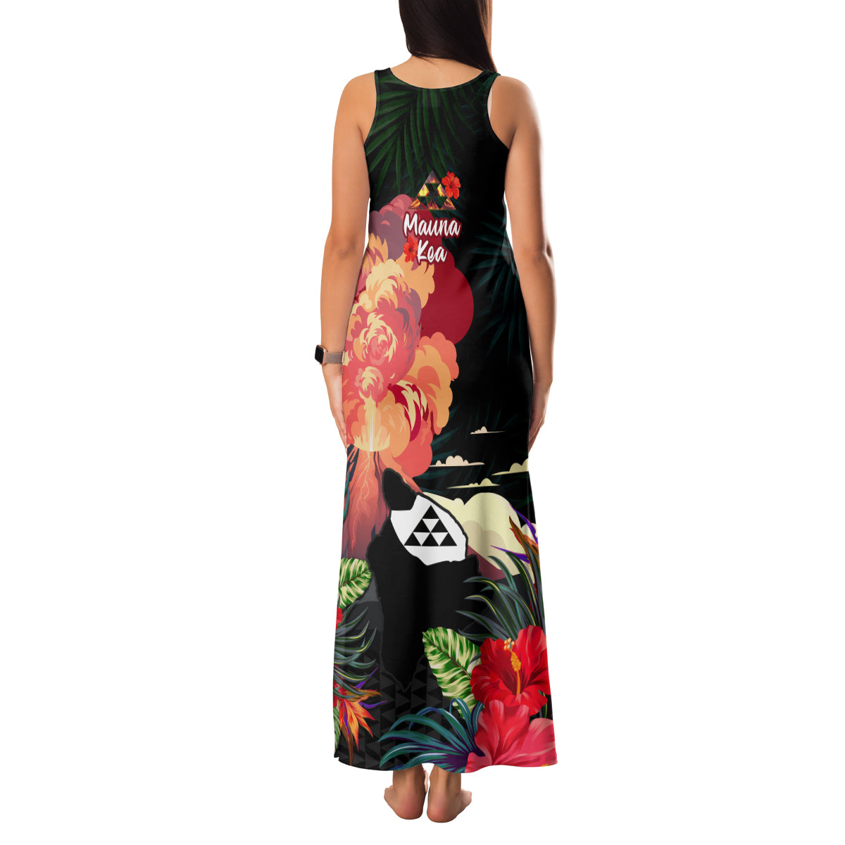Hawaii Mauna Kea Family Matching Tank Maxi Dress and Hawaiian Shirt White Mountain With Nene Tropical Vibes LT14 - Polynesian Pride