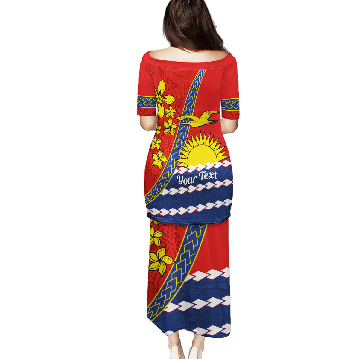 Personalised Mauri Kiribati Family Matching Puletasi and Hawaiian Shirt Polynesian Ribaberiki Flag Style Mix Plumeria LT14 - Polynesian Pride