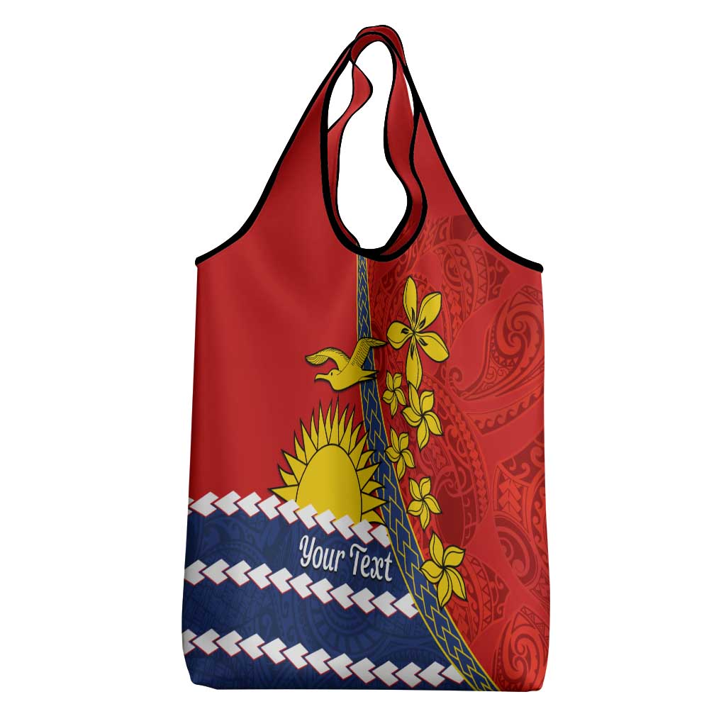 Personalised Mauri Kiribati Grocery Bag Polynesian Ribaberiki Flag Style Mix Plumeria