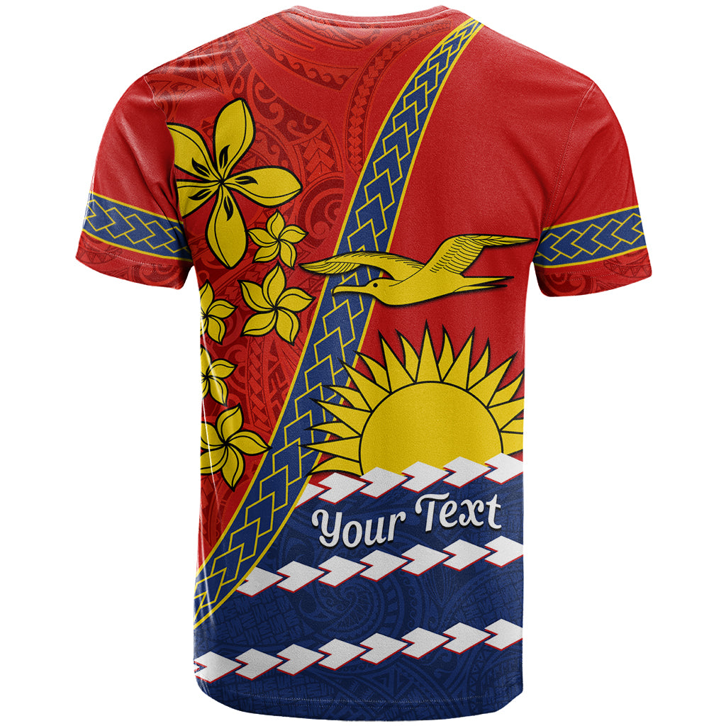 Personalised Mauri Kiribati T Shirt Polynesian Ribaberiki Flag Style Mix Plumeria LT14 - Polynesian Pride