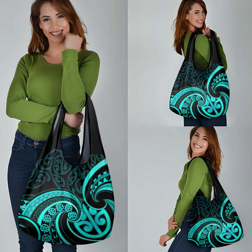 Turquoise New Zealand Mangopare Grocery Bag Aotearoa Maori Koru Style