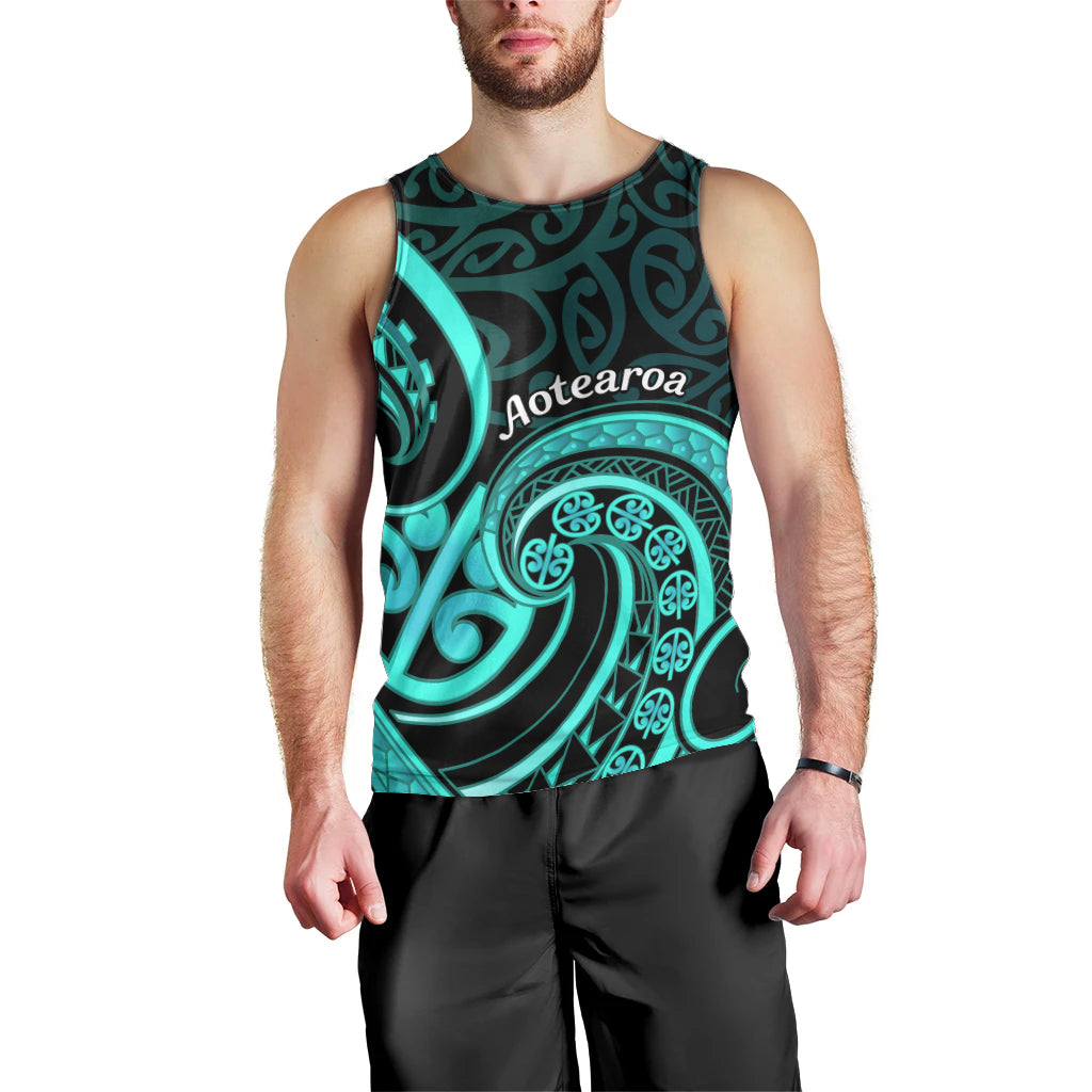 Turquoise New Zealand Mangopare Men Tank Top Aotearoa Maori Koru Style LT14 - Polynesian Pride