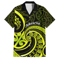 Lime Green New Zealand Mangopare Family Matching Long Sleeve Bodycon Dress and Hawaiian Shirt Aotearoa Maori Koru Style LT14 Dad's Shirt - Short Sleeve Lime Green - Polynesian Pride