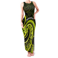 Lime Green New Zealand Mangopare Family Matching Tank Maxi Dress and Hawaiian Shirt Aotearoa Maori Koru Style LT14 Mom's Dress Lime Green - Polynesian Pride