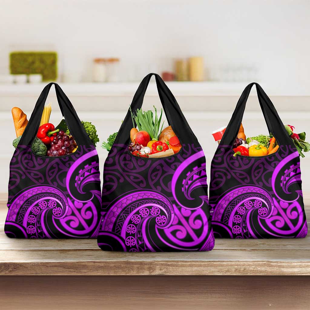 Purple Aotearoa Mangopare Grocery Bag NZ Maori Koru Style